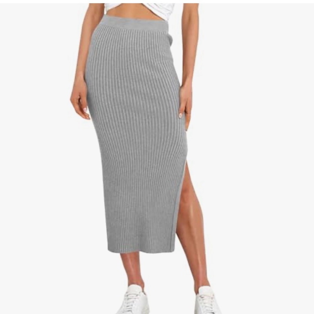Zeagoo Sweater Midi Skirt in Grey